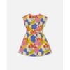 Deux par Deux Girl Printed French Terry Dress Fruits on Yellow Background - 3 of 4