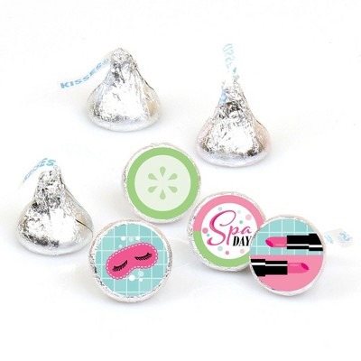 Big Dot of Happiness Spa Day - Girls Makeup Party Round Candy Sticker Favors - Labels Fit Hershey's Kisses (1 sheet of 108)