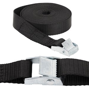 Built Industrial 5 Pack Kayak Tie Down Straps, Lashing Straps with Buckles for Bike, Luggage, and Cargo (16.4 FT, Black) - 1 of 4