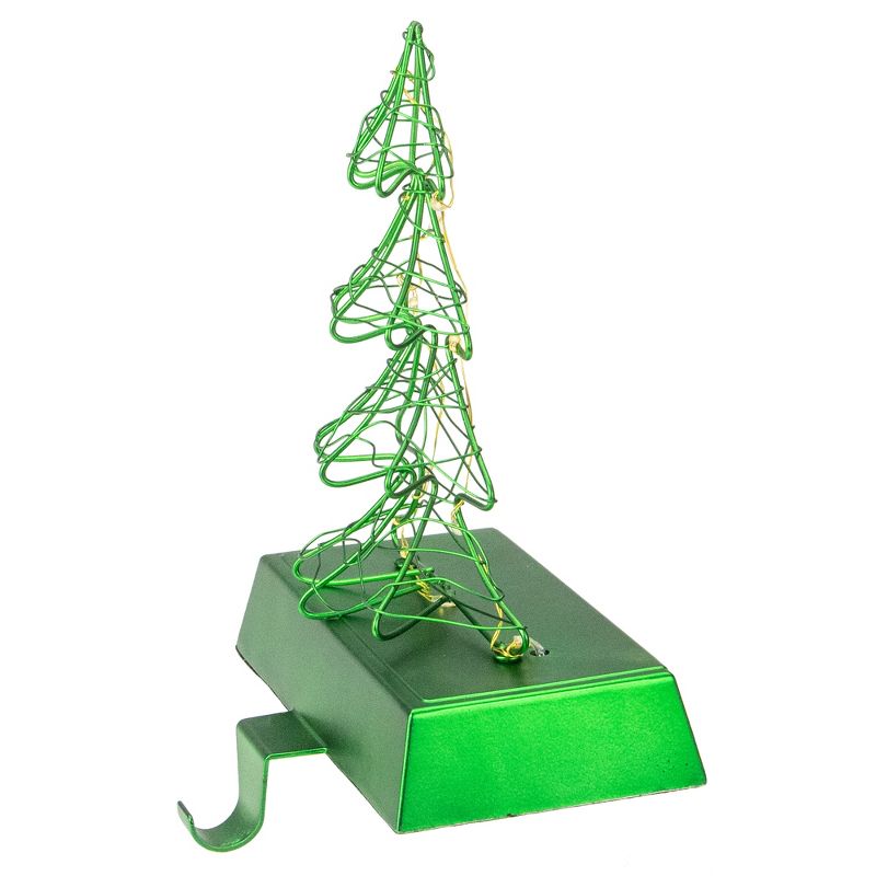 Northlight 8" LED Lighted Green Wired Christmas Tree Stocking Holder, 4 of 6