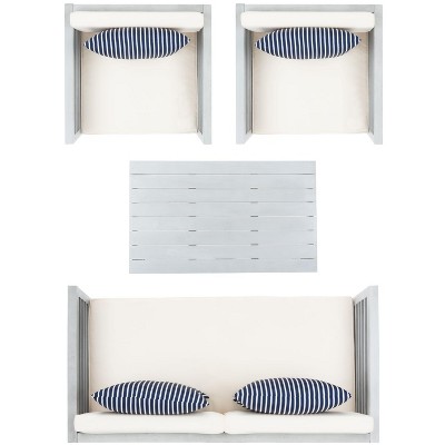 Gray Eucalyptus 4-Piece Outdoor Conversation Set with Accent Pillows