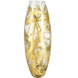 Slickblue Gold Gilded Glass Vase, Smooth Oval Shape, Coffee Table Decor, Bullet Style, Clear Gold, Color & Size Options - 1 of 4