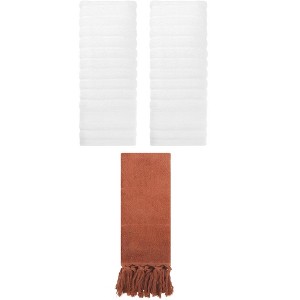 REGALWOVEN 3 Packs Absorbent Soft Solid Cotton Bathroom Hand Towels 14" x 30" - 1 of 4