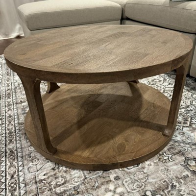 Castalia round natural wood coffee table discount