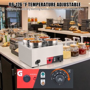 Stainless Steel Insulated Soup Warmer - Double Layer Carton Packaging, Adjustable Temp,Soup Station for Restaurant, Buffet, Silver - 1 of 4