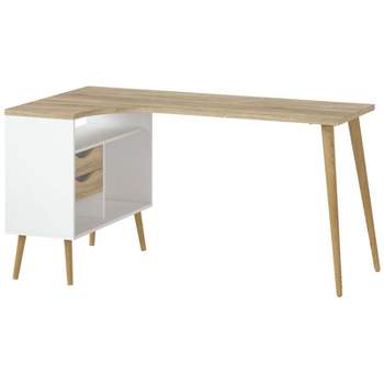 Tvilum Diana 2 Drawer 3 Shelf Desk in White and Oak Structure