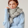 Anna-Kaci Women's Houndstooth Scarf with Soft Cozy Fabric Classic Black and White Check and Fringe Trim - 4 of 4