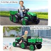 12V Kids Ride On Tractor w/Remote, 7Ah Battery, Dual 35W Motors, Detachable Trailer, LED Lights, Music, Safety Belt - 2 of 4