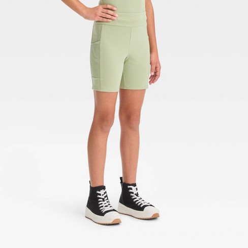 Girls' Pocket Bike Shorts - Art Class™ Olive Green S : Target