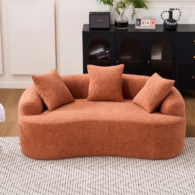 Compact Loveseat Sofa with Chenille Upholstery, No-Assembly Medium Firm Cushion for Small Spaces or Apartments-Maison Boucle