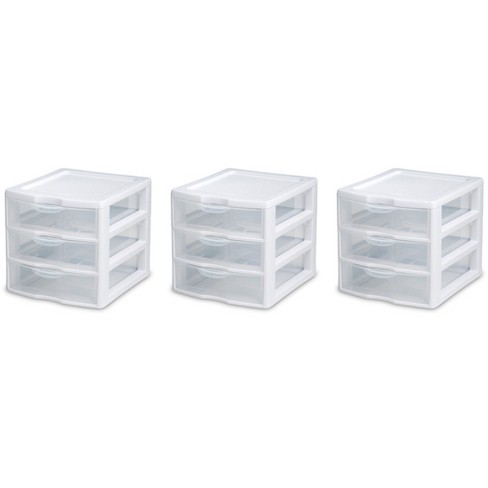 Sterilite Clear Plastic Stackable Small 3 Drawer Storage System 3