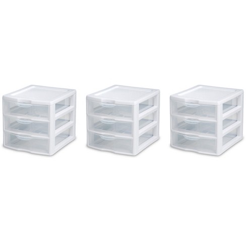 Sterilite Clear Plastic Stackable Small 3 Drawer Storage System For ...