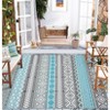 Outdoor Modern Stripe Foldable Picnic Mat With Storage Bags Abstract Plastic Straw Rug Erasable Carpet for Camping Garden Backyard - 2 of 4