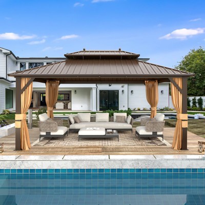 EROMMY 12 Ft. W x 16 Ft. D Metal Patio Gazebo