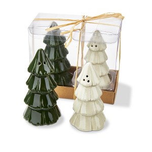tag Pine Tree Salt and Pepper Shakers Set Ceramic Christmas Decor Multicolor 3.75 in H Hand Wash Only - 1 of 2