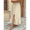 Coolmee Women's Summer Boho Long Skirts A-Line Flowy Ruffle Tiered Split Elastic High Waist Beach - 3 of 4
