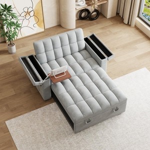 KWPZQEB 65" 3-in-1 Folding Convertible Sofa Bed, Pullout Sofa, Modern Double Sofa with Hidden Storage & Side Pocket, Loveseat for Living Room - 1 of 4