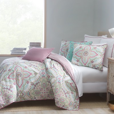 Heirlooms of India Jaipur Reversible Percale Comforter Set Magenta/Blue