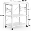 Mr IRONSTONE Microwave Cart 23.7'' for Small Space, 3-Tier Microwave Stand Coffee Cart Rolling Kitchen Utility cart on Wheels, Black - 2 of 4