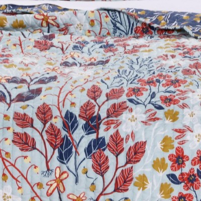 Multicolor Floral Print Reversible Cotton Polyester Pillow Sham