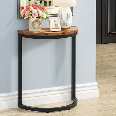 LITTLE TREE Slim C Shaped End Table for Sofa Brown/Black