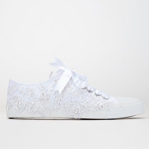 Shelby - White Low Wedding Sneakers | Forever & Always Shoes - 1 of 4