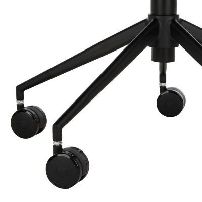 Transitional Ember Swivel Task Chair in Light Brown Leather and Black Wood