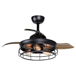 Parrot Uncle 36" Modern Black Bladeless Fandeliers with Light and Remote - 1 of 4