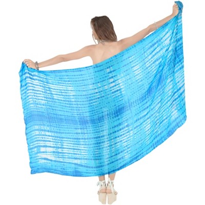 LA LEELA Women's Bikini Sarong Swimwear Cover up Skirt Bathing suit Summer Wraps Swimsuit Beach Wrap Coverups for Women One Size Blue, Tie Dye Design