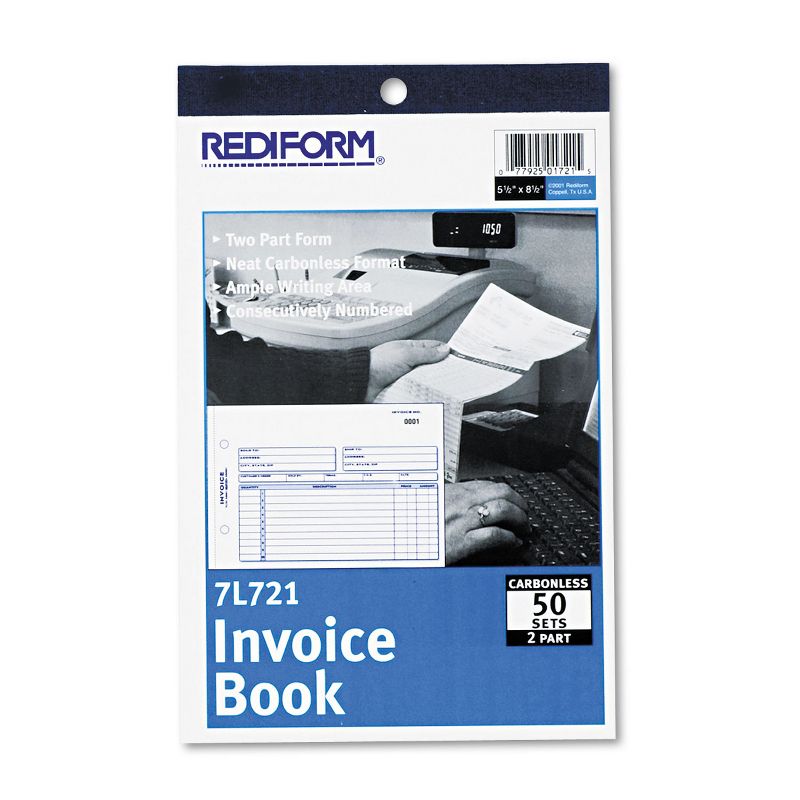 Rediform Invoice Book 5 1/2 x 7 7/8 Carbonless Duplicate 50 Sets/Book 7L721, 2 of 3