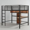 Full Size Metal Loft Bed with L-Shaped Desk, Shelves, and Storage Cabinet, Industrial Frame with Guardrails - 4 of 4