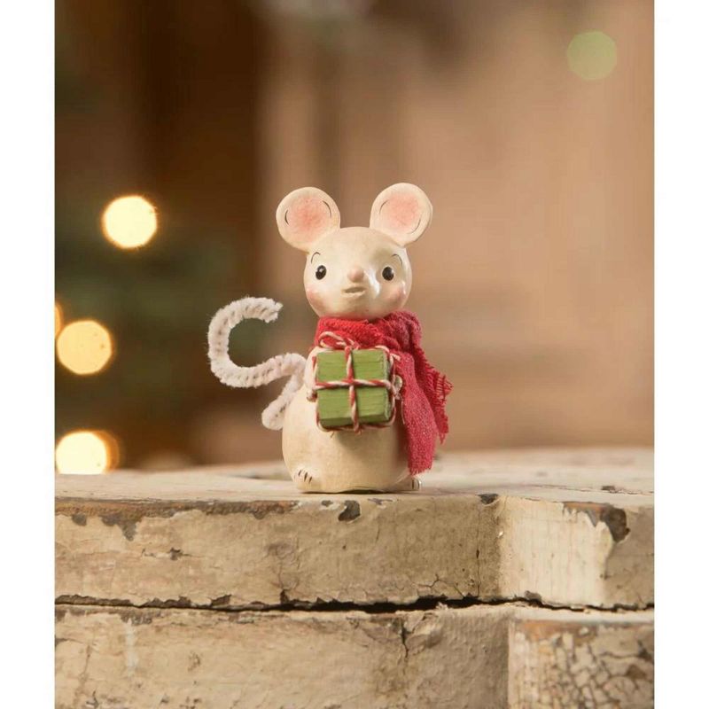 Bethany Lowe 2.75 In Little Mouse With Gift Christmas Present Animal Figurines, 2 of 4