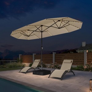 PURPLE LEAF 13ft Patio Market Umbrella and Base Double-Sided Rectangle Outdoor Table Sun Umbrellas with Crank - 1 of 1
