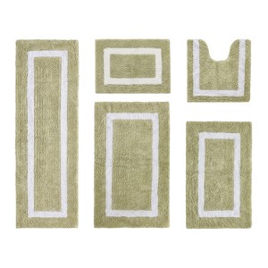 Hotel Bath Rug 100% Premium Cotton Tufted Weave Two Tone Reversible 5 Piece Bathroom Rug Set, Super Soft & Water Absorbent, Machine Washable Bathmat - 1 of 4