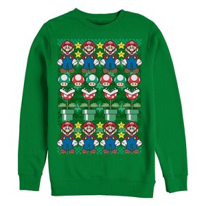Men's Nintendo Ugly Christmas Mario Sweatshirt - 1 of 3