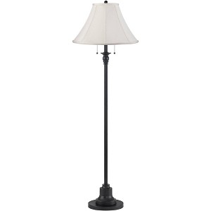 360 Lighting Dyna 58" High Black and Off-White Shantung Shade 2-Light Floor Lamp - 1 of 4