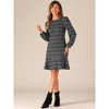 Allegra K Women's Tweed Vintage Casual Puff Sleeves Ruffle Hem Dress - 4 of 4