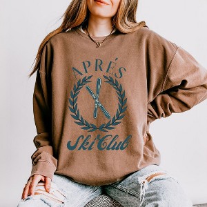 Simply Sage Market Women's Lightweight Garment Dyed Graphic Sweatshirt Apres Ski Club - 1 of 4