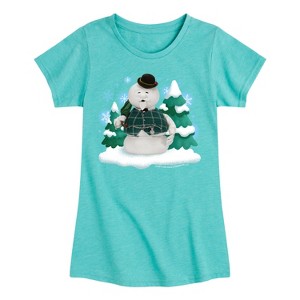 Girls' - Rudolph - Sam Winter Scene Fitted Short Sleeve Graphic T-Shirt - 1 of 4