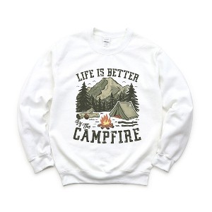 Simply Sage Market Women's Graphic Sweatshirt Life Is Better By The Campfire Tent - 1 of 4