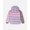 Deux par Deux Girl Colorblocked Puffy Winter Coat Purple Gray - 4 of 4