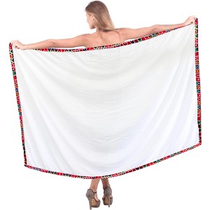 LA LEELA Women's Beachwear Summer Beach Bikini Wraps Sarong Coverups Wrap Swim Cover Up Swimwear Swimsuit Coverups for Women One Size White,Solid - 1 of 4