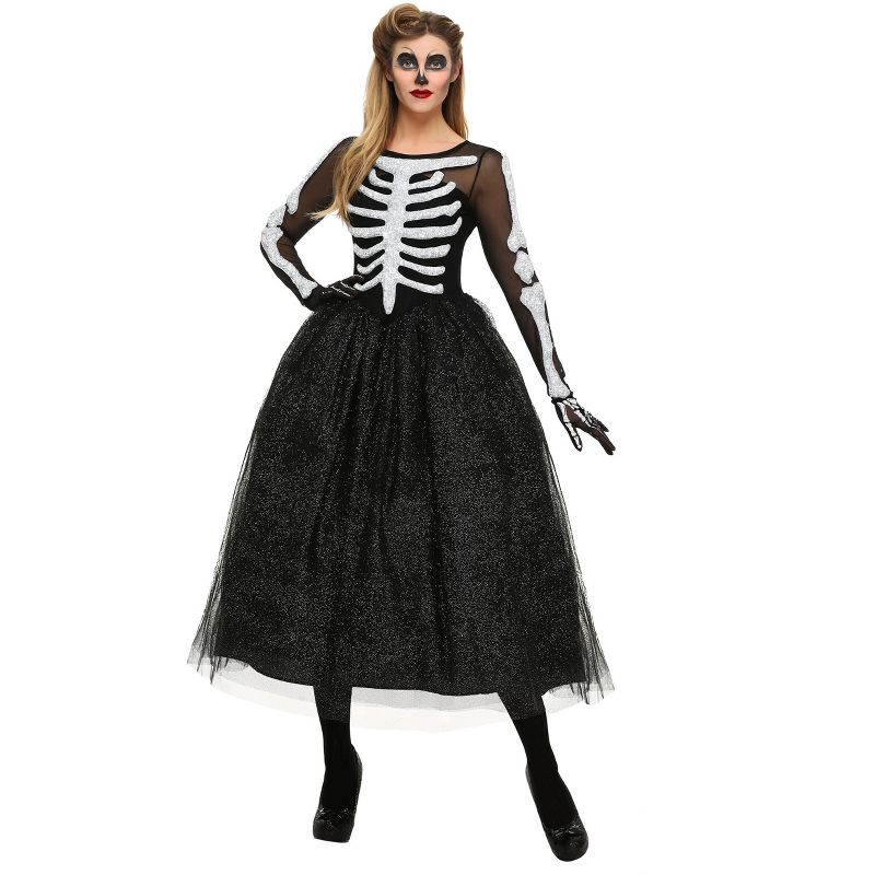 HalloweenCostumes.com Women's Skeleton Beauty Plus Size Costume, 1 of 3