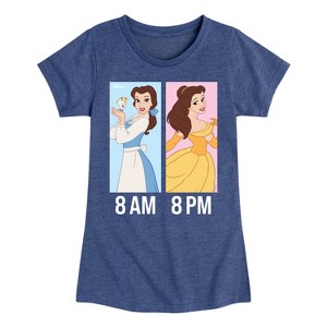 Girls' - Disney Princess - Belle Day and Night Wear Fitted Short Sleeve Graphic T-Shirt - 1 of 4