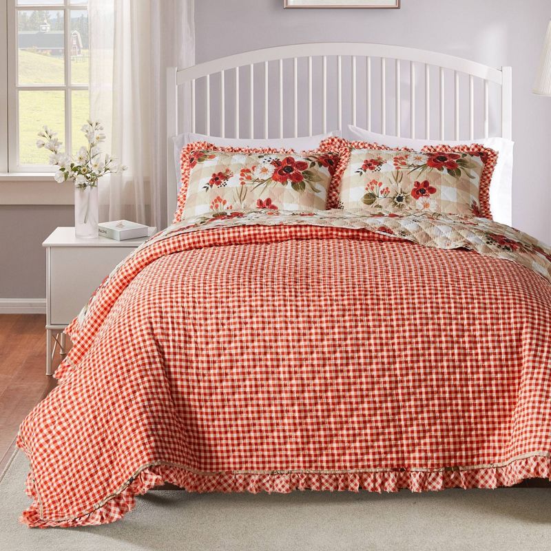 Greenland Home Fashions Wheatly Quilt Set Truffle, 4 of 8
