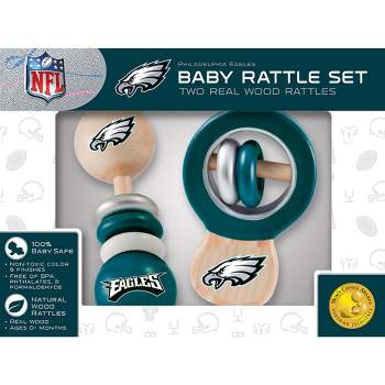 Baby Fanatic Wood Rattle 2 Pack - NFL Philadelphia Eagles Baby Toy Set