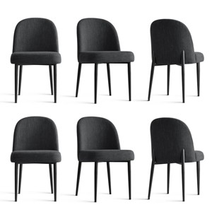 Set of 6 Upholstered Dining Chairs with Linen Blend Fabric and Metal Legs, Modern Armless Side Chairs for Dining Room - Panipeachy - 1 of 4