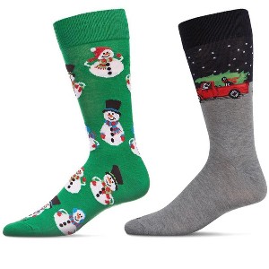 MeMoi Mens Christmas Holiday 2 Pair Pack Novelty Socks - 1 of 2