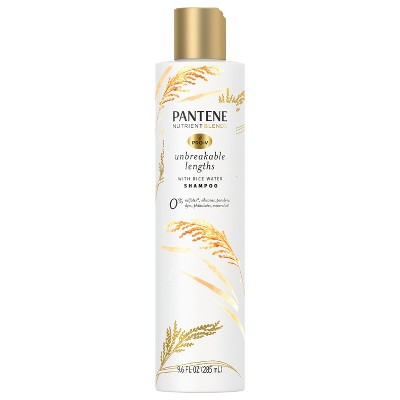 Pantene Sulfate Free Shampoo, Anti Breakage for Medium or Long Hair with Rice Water, Safe for Color Treated Hair, Nutrient Blends, 9.6 oz