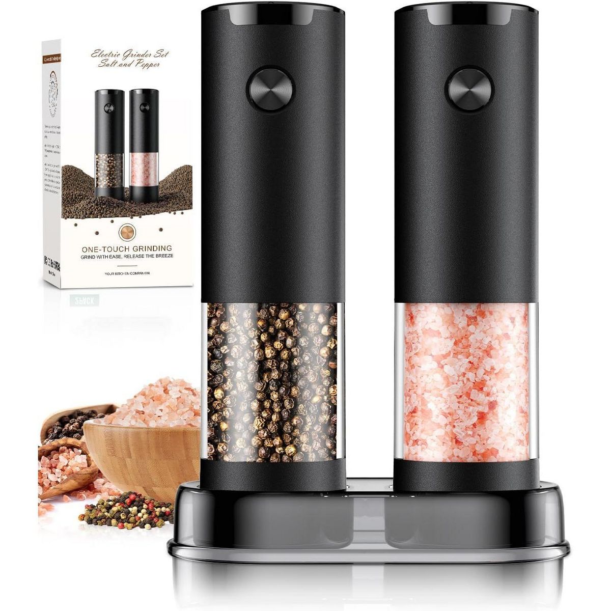 Maison Salt and Pepper Automatic Battery Grinder Set with Holder